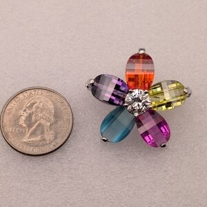 Multicolor Crystal Flower Brooch